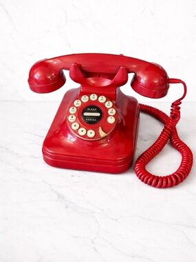 Vintage Red Rotary Phone Grand Phone Retro Landline